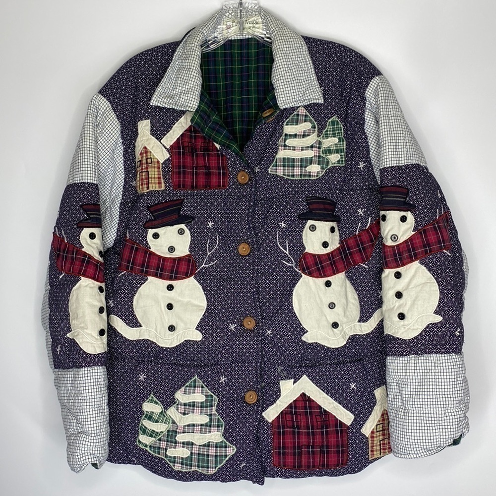 Vintage Patch Magic Snowman Reversible Jacket Coat Medium